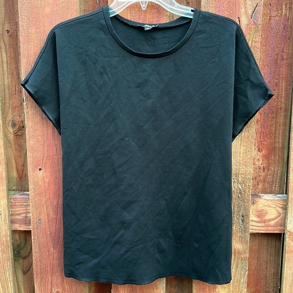 Express Black Tie Back Blouse Short Sleeve Size M - Picture 1 of 4